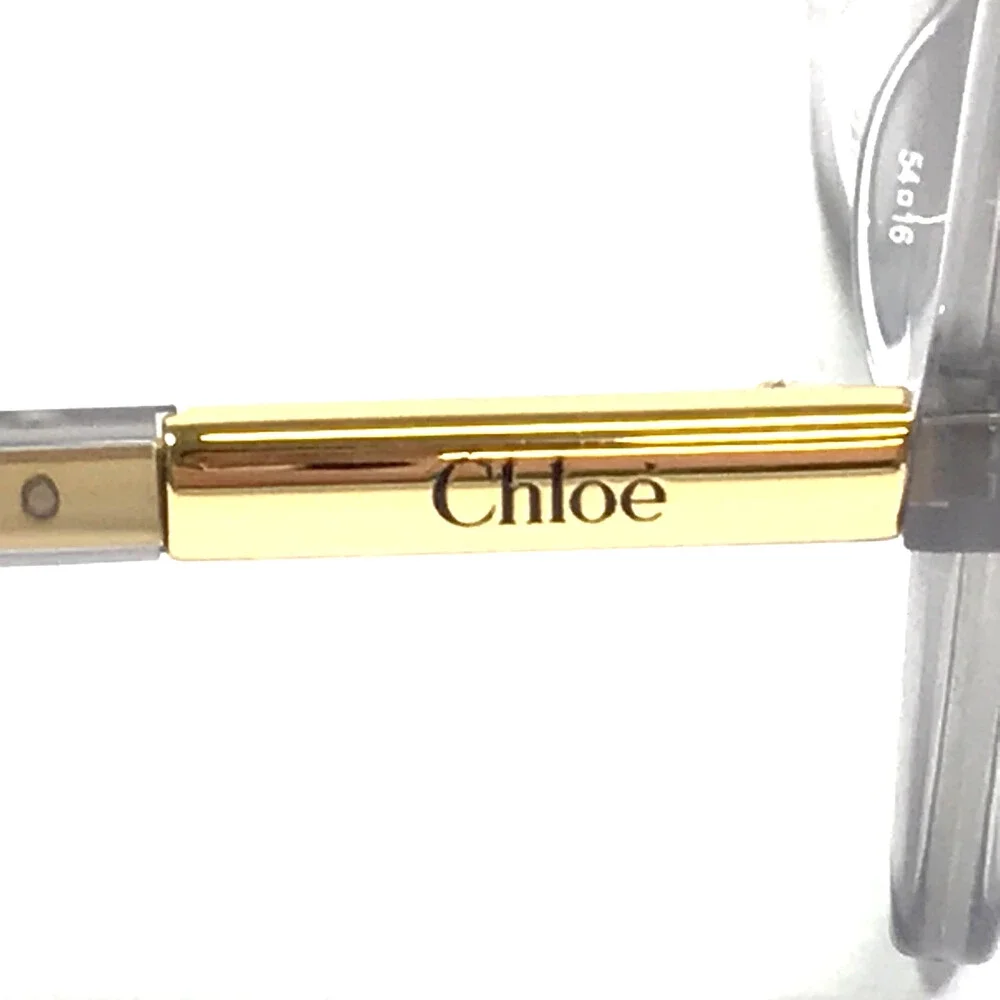 Chloe Eyeglasses Frames CH0368O 005 Beige Transparent Gold Hexagonal 54-16-140